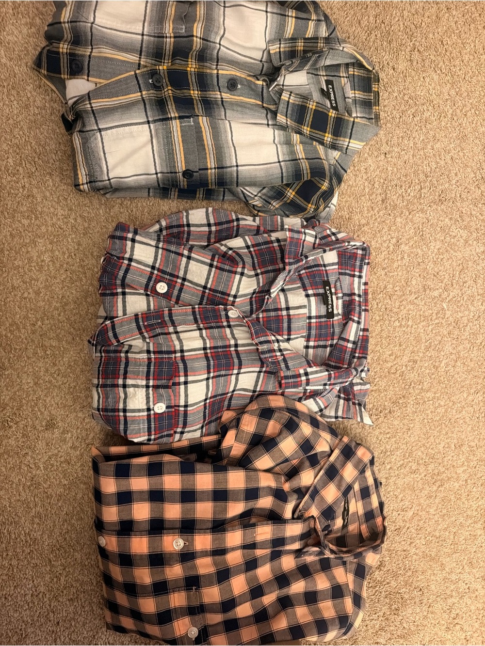 Three express men’s long sleeve shirts